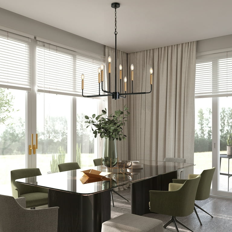 LNC Ukiiyoa 8-Light Matte Black Modern/Contemporary Led Bare Bulb