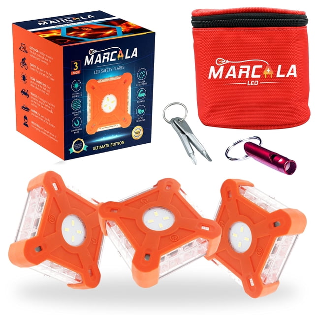 Luces de emergencia Marcala, paquete de 3 luces LED para carretera con funda y más