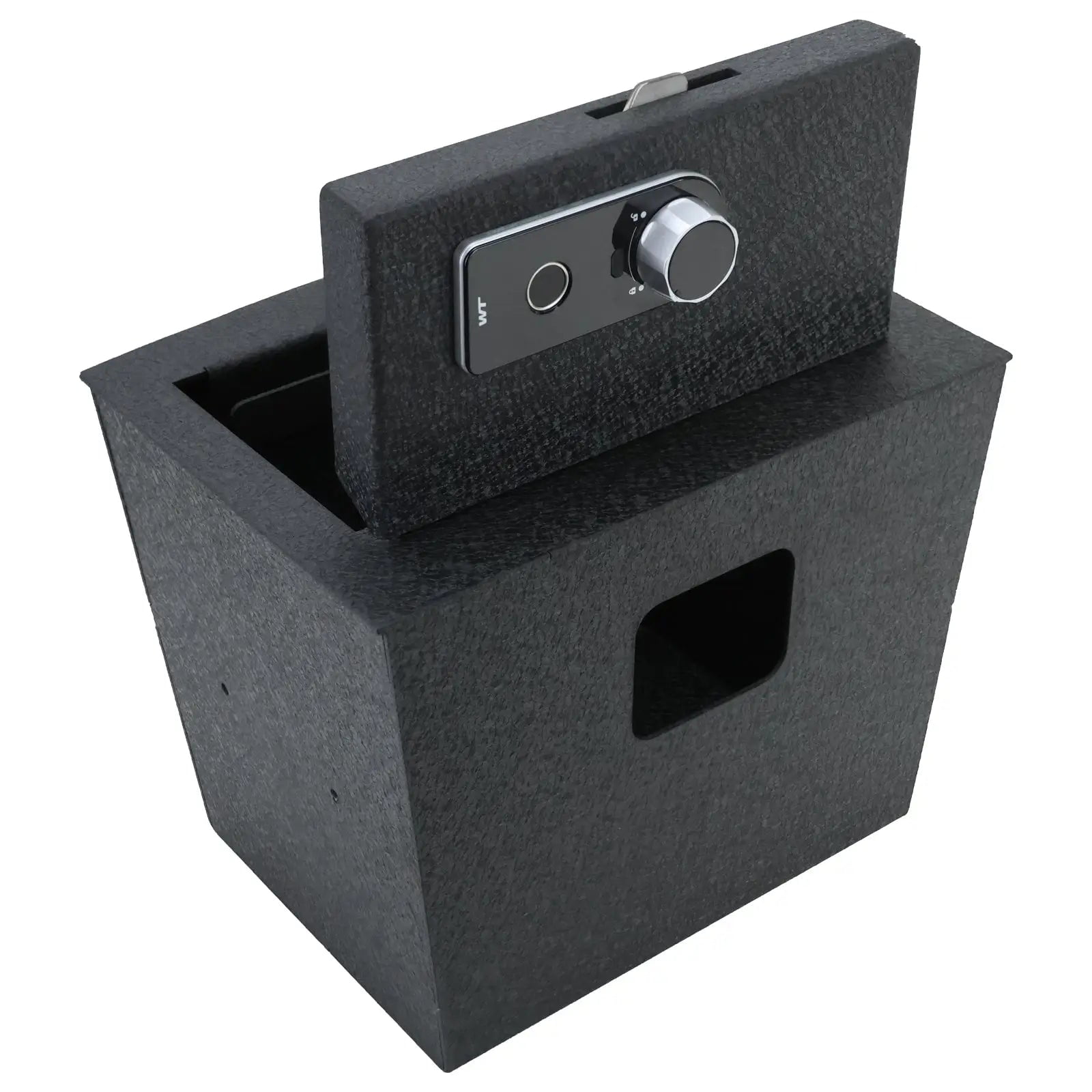 Center Console Gun Safe Vault - WASAI Console Lock Box Compatible with Lincoln Navigator 2018-2023, for Rear Seat Console, Fingerprint Lock with Key.
