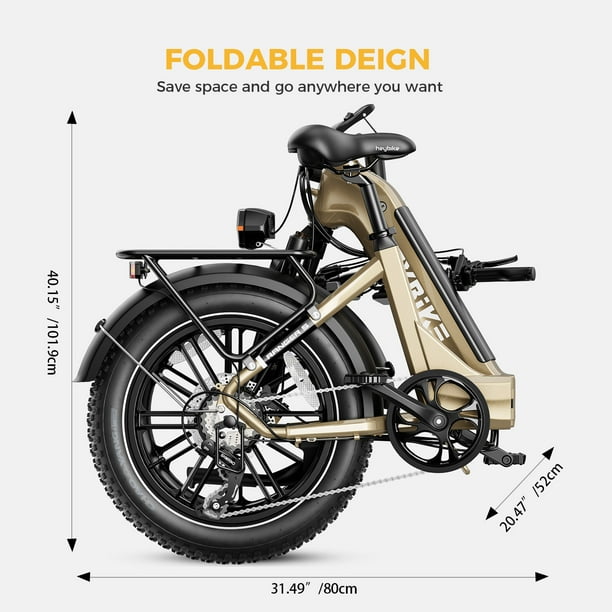 Heybike Ranger S Electric Bike for Adults, Foldable Ebike with 48V 14.4AH  Removable Battery, 20 x 4.0 Fat Tire Step-thru Electric Bicycle, Electric  Commuter Bikes for Womens Mens 