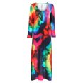 thumbnail image 4 of Robes d'Automne for Women Tendance Imprimé Col Rond Manches Longues Robe Décontractée Coupe Ample Fluide Maxi Robes Longues, 4 of 7