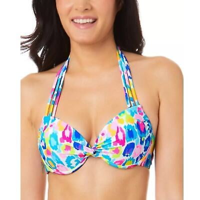 Salt   Cove Women's Printed Strappy Underwire Pushup Bikini Top Multi Size M NWT