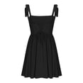 thumbnail image 4 of Bnwani Women Dresses,Summer Dresses for Women,Ruched,Square Neck,Tie,High Waist,Black,L, 4 of 6