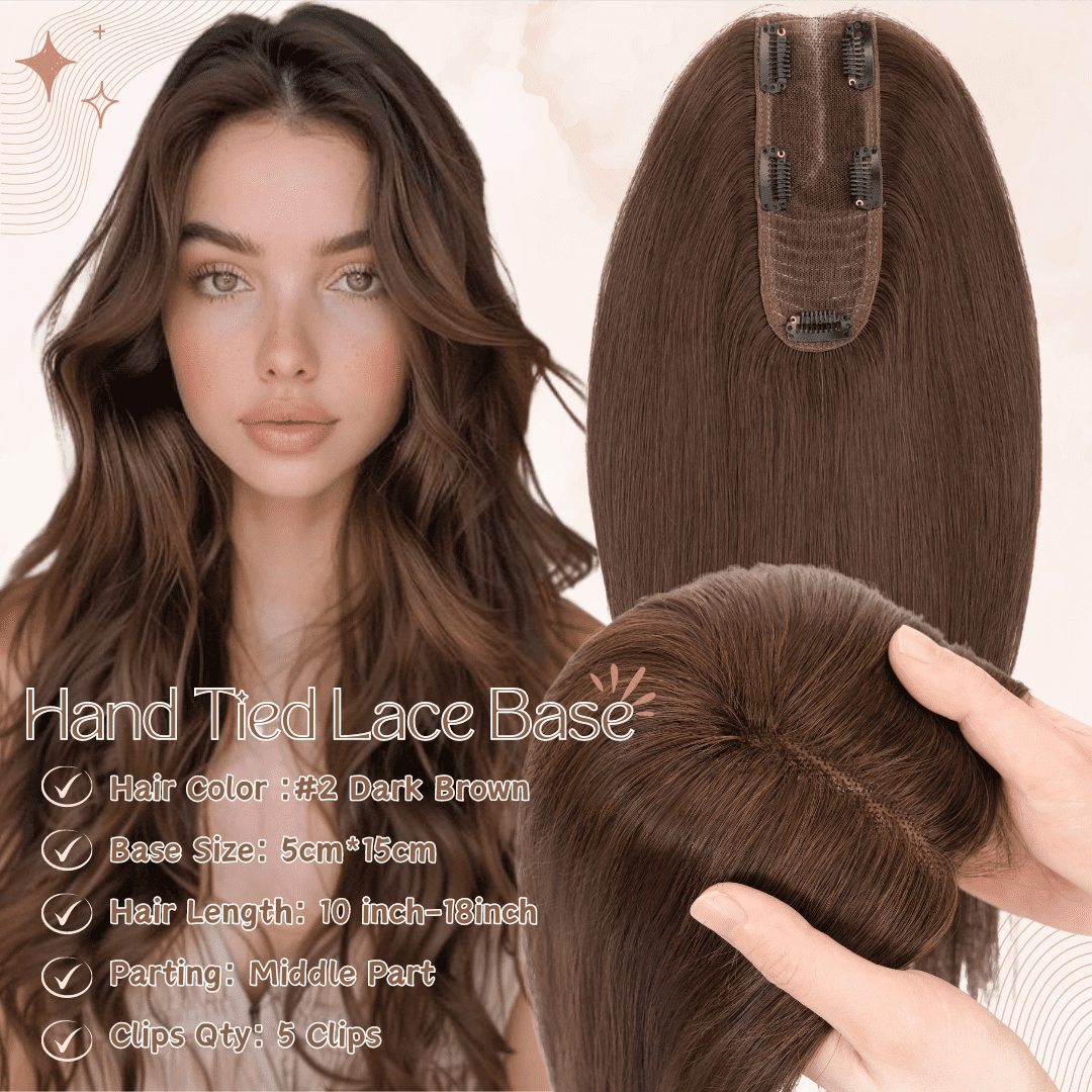Benehair Handtied Lace Base Clip In Hairpiece 100% Remy Real  display picture 1