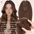 thumbnail image 6 of Benehair Handtied Lace Base Clip In Hairpiece with 5 Clips 100% Remy Real Human Hair Topper Hair Piece Wigs For Woman Thin Hair Loss 2"*6" Middle Part Top Piece 15cmx5cm Brown 10inch, 6 of 10