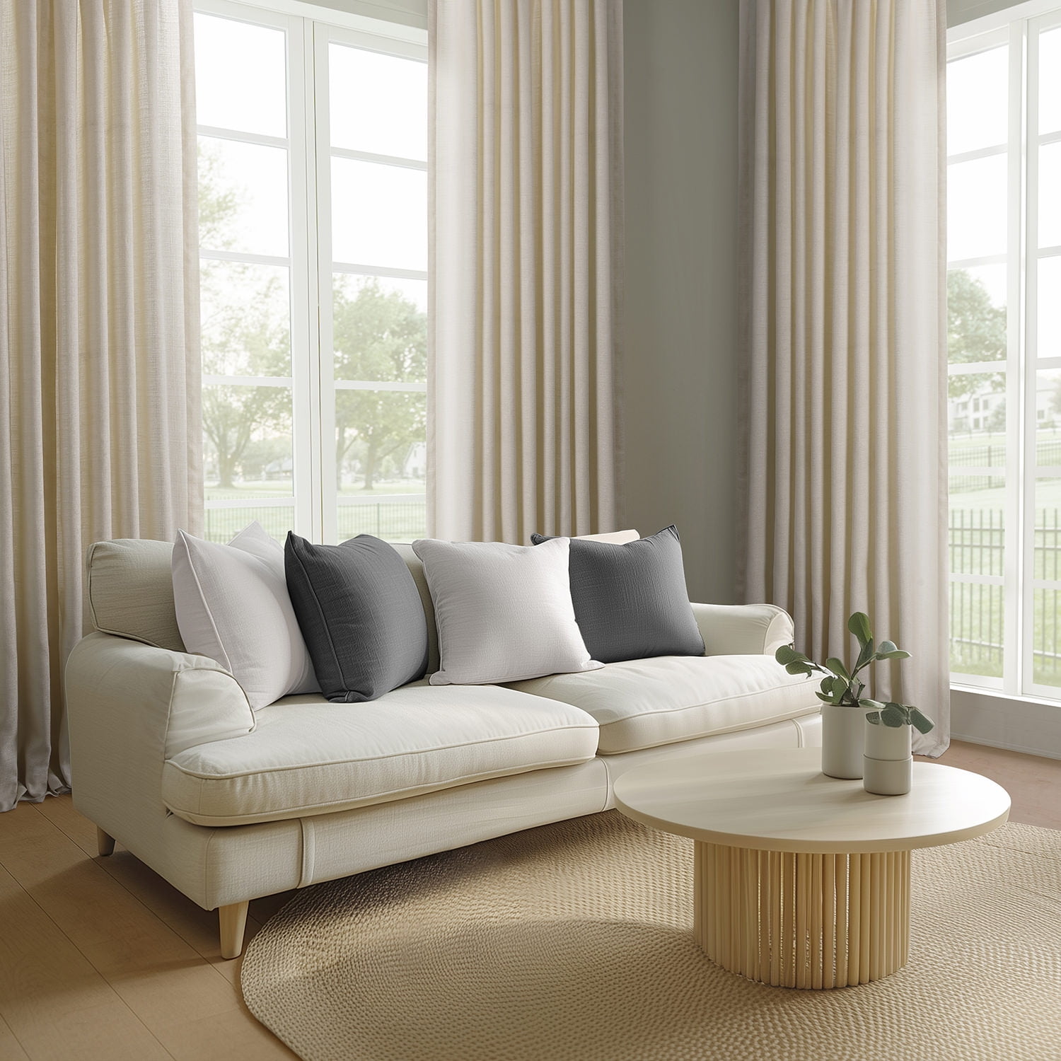 Half Price Drapes Ivory Raw Linen Weave Light Filtering Curtains for Bedroom (2 Panel), 50W X 108L