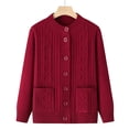 thumbnail image 2 of Arlun Women's Fall Winter Knitted Cardigans Sweater with Pockets Soft Comfy Thermal Button down Cardigan Crewneck Long Sleeve Solid Color Outerwear for Elderly, 2 of 8