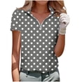 thumbnail image 3 of BRGZLK Womens Short Sleeve Golf Tennis Shirts Zip Up Casual Summer Athletic Workout Tops Tee Solid/Floral For Office Vacation, 3 of 6