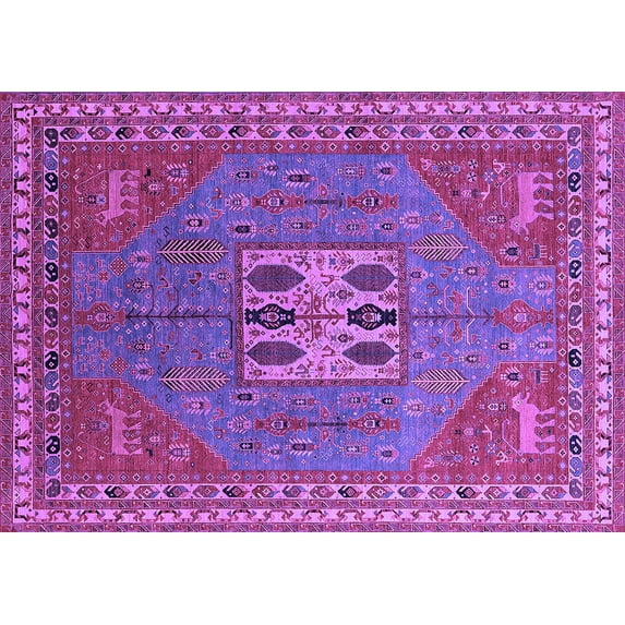 Ahgly Company Indoor Rectangle Oriental Purple Industrial Area Rugs, 2' x 5'