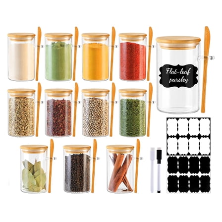 8 oz round glass spice container set (12 pcs)