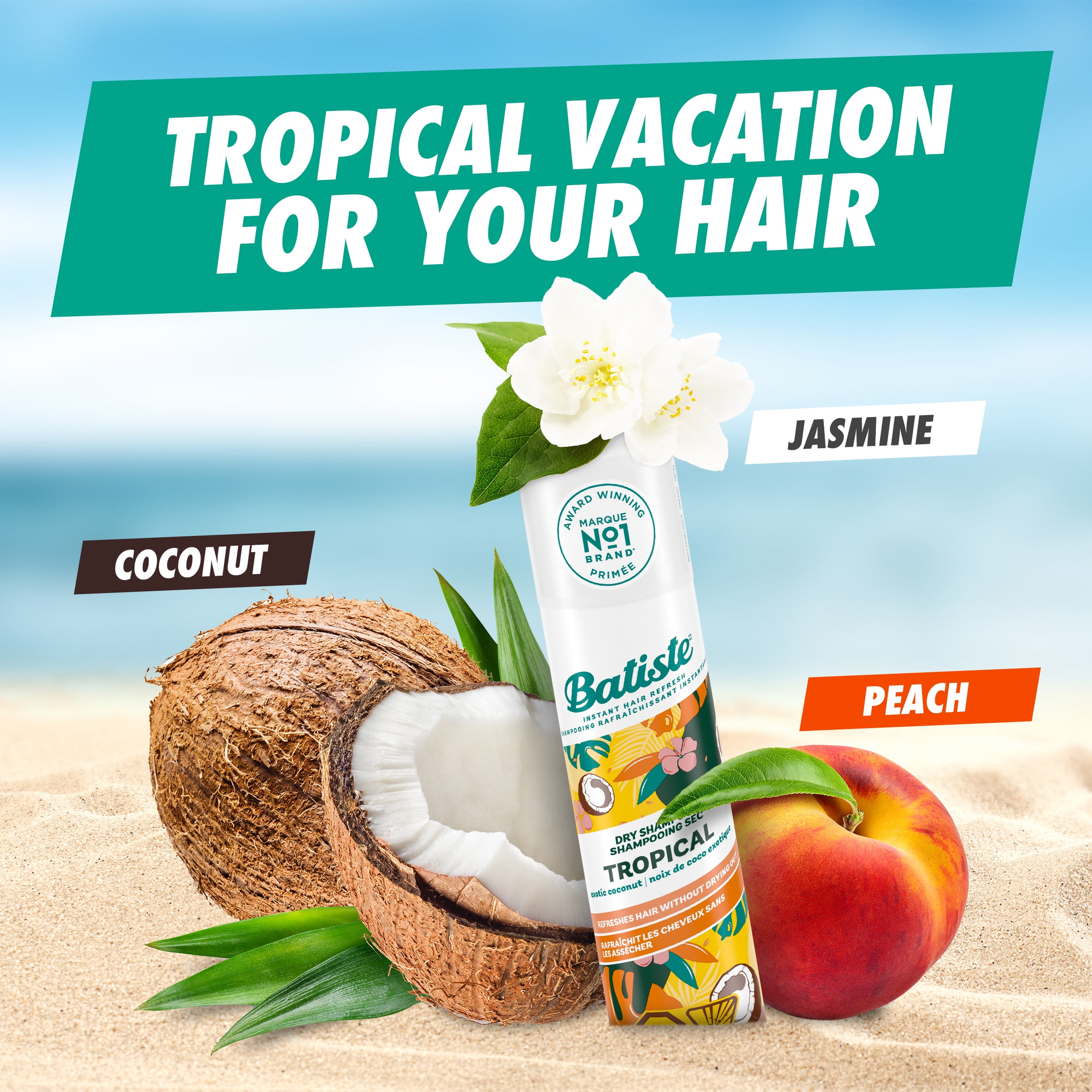 Shampooing sec Tropical de Batiste 200 mL, shampooing sec