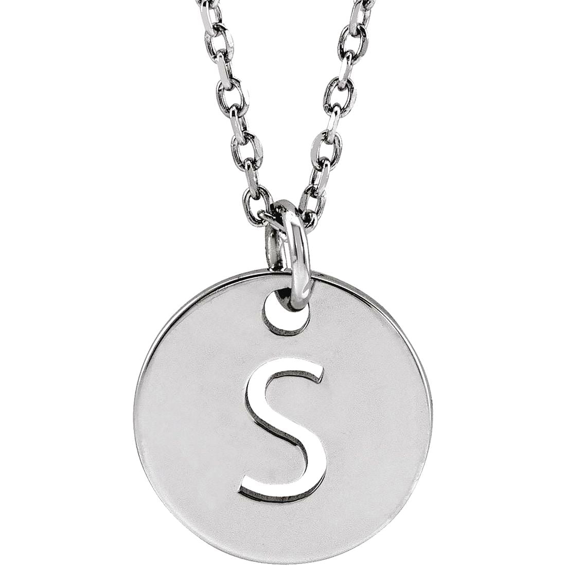 925 Sterling Silver Letter Name Personalized Monogram Initial S 10mm 16-18 Inch Polished Initial Dangle Necklace Pendant