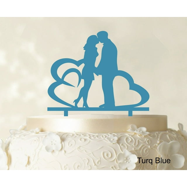 Wedding Couple Cake Topper With Heart Personalized Cake Topper Color Option Available 6-7 Inches Wide