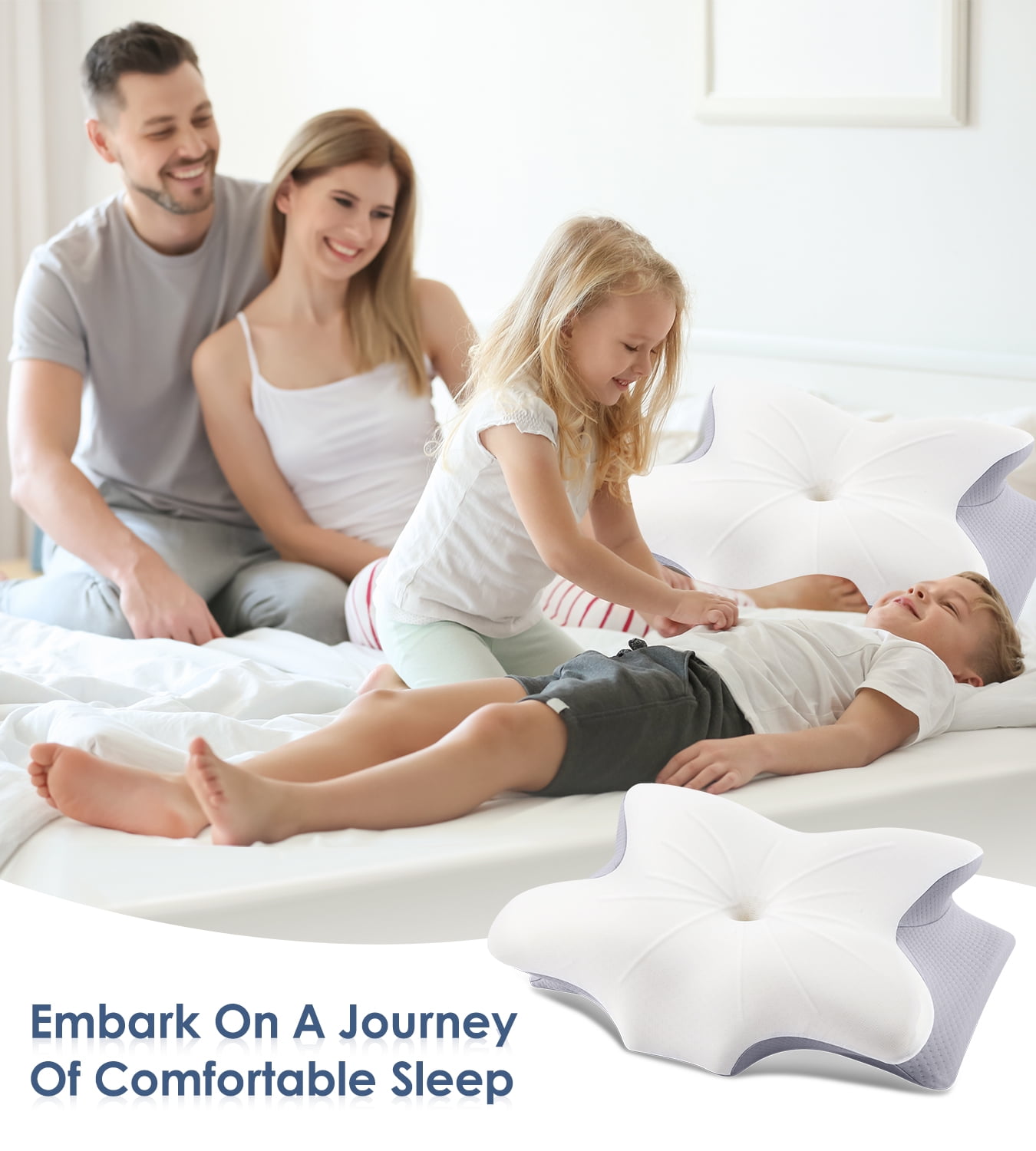 MOONORAH Cervical Pillow for Neck Pain Relief, Contour Memory Foam Pillows, Odorless Ergonomic Neck Pillow Adjustable Orthopedic Bed Pillow for Side Back Stomach Sleeper with Pillowcase, Queen Size