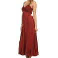 thumbnail image 4 of Sakkas Allie Stonewashed Embroidered Adjustable Spaghetti Straps Long Dress - Red - 1X/2X, 4 of 5