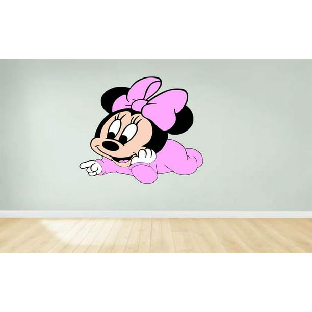 Disney Crawling Baby Minnie Mouse Cartoon Character Wall Art Sticker Vinyl  Decals Girls Boys Children Baby Bedroom House School Wall Decor Removable  Sticker Peel and Stick Size (40x20 inch) 