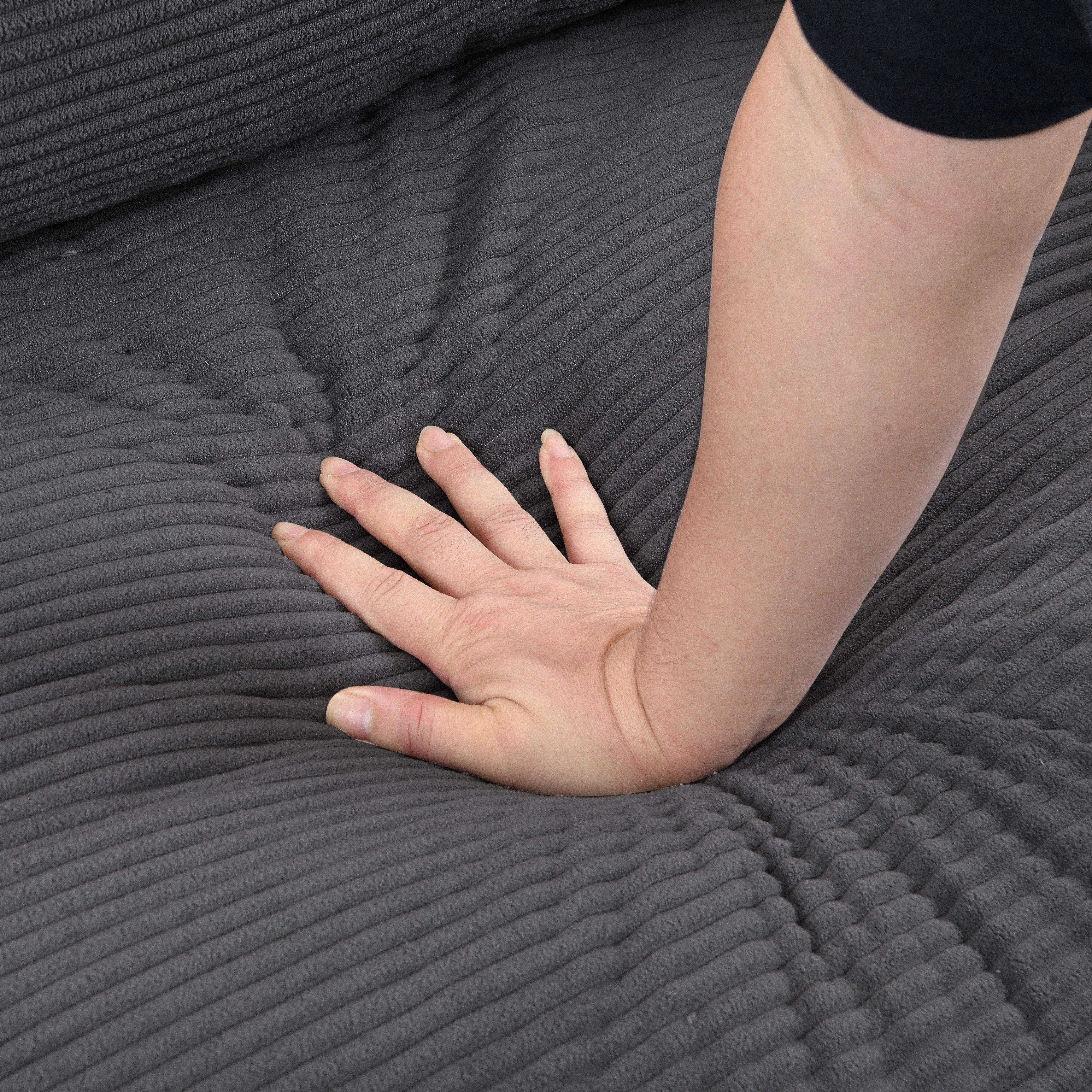 Aukfa Corduroy 2-Seater Loveseat Sofa, 57"W x 27.6"D, Small Space Friendy, Black