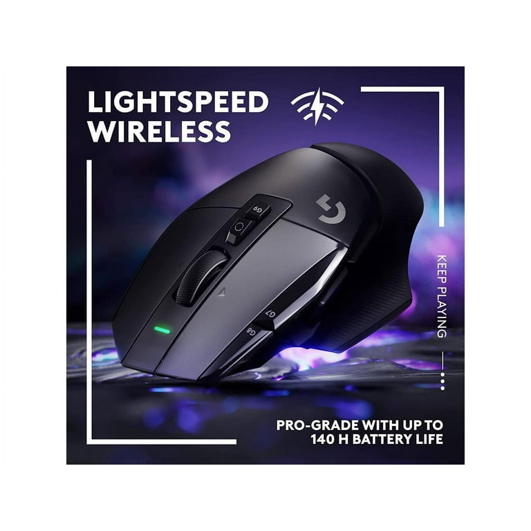 optical-mechanical Logitech gaming PC G502 sensor, Mouse - HERO switches, with LIGHTSPEED X - Wireless compatible with - 25K Gaming hybrid Optical mouse macOS/Windows Black LIGHTFORCE