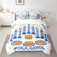 thumbnail image 2 of Manfei Kids Happy Hanukkah Bedding Comforter Set 7pcs, Cartoon Menorah Dreidel Queen Bedding Sets, Vintage Western Festival Reversible Queen Sheet Sets, Microfiber Bedroom Decor, 2 of 7