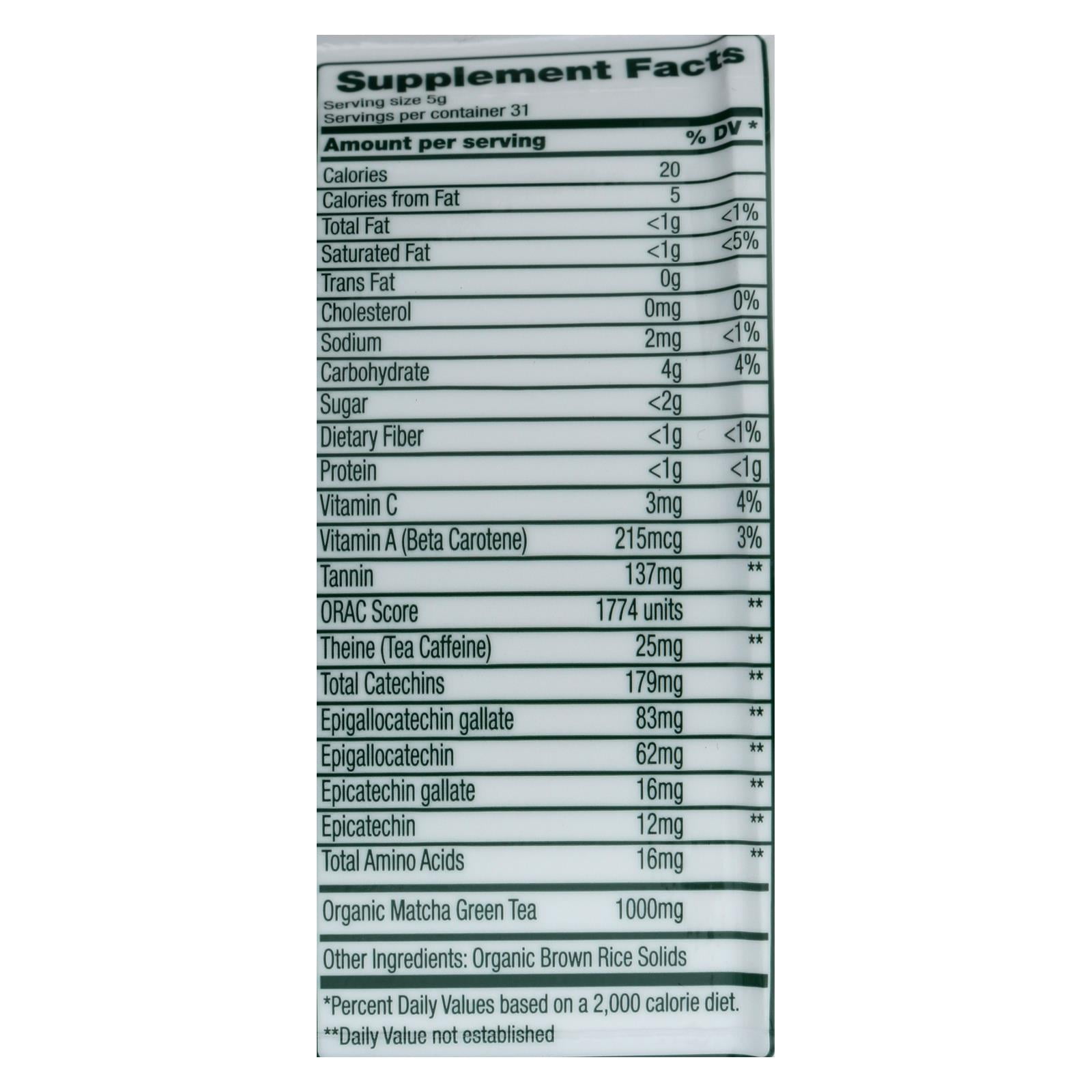 Green Foods Green Tea Matcha Brown Rice Solids 5.5 oz (Pack Of 3)