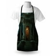 thumbnail image 3 of Gothic Apron Roman Pavilion Lantern Ivy Pillars Dome Medieval Architecture Mystic Theme, Unisex Kitchen Bib Apron with Adjustable Neck for Cooking Baking Gardening, Petrol Blue Orange, by Ambesonne, 3 of 3