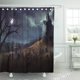 thumbnail image 1 of ABPHQTO Spooky Halloween Grave Yard y House at Night Cementerio Cortina de ducha 152x180 cm, 1 of 2