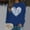 Blue, variant on Women's Casual Round Valentine's Day Heart Shaped Printed Hoodie Distressed Tees Women Graphic Sweat Shirts Women Apparel T Shirt Jacket Casual Sweatshirts Women Full Hoodie Cropped Hoodie plus Size