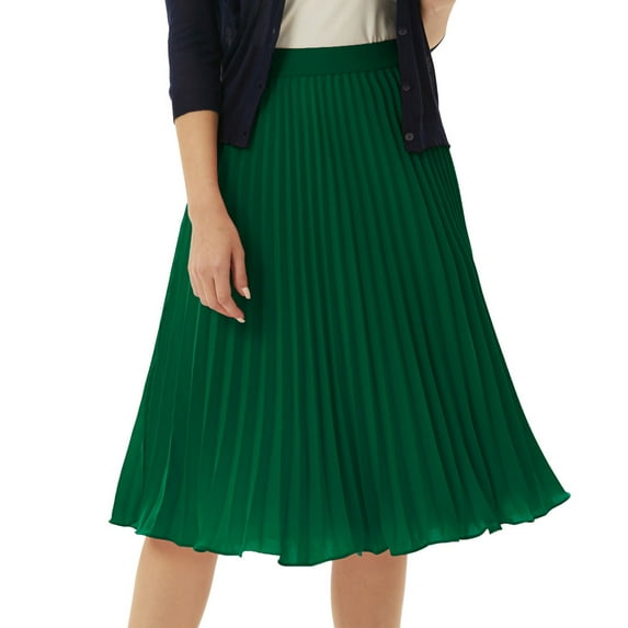 Grace Karin Women's High Waist Pleated Chiffon Skirt Simple Comfy Basic Midi Swing A-line Skirts(S-2XL)