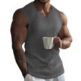 thumbnail image 2 of Zorckvet Mens Gray Tank Tops Knitted Breathable Workout Sleeveless Sleeveless Athletic Shirts for Men, 2 of 7