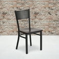 thumbnail image 2 of Flash Furniture 2 Pk. HERCULES Series Black Grid Back Metal Restaurant Chair - Walnut Wood Seat, 2 of 8