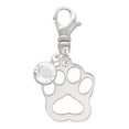 thumbnail image 2 of Delight Jewelry Acrylic Small Paw Mirror Silvertone - Silvertone Clip on Charm with Clear Crystal Drop, 2 of 5
