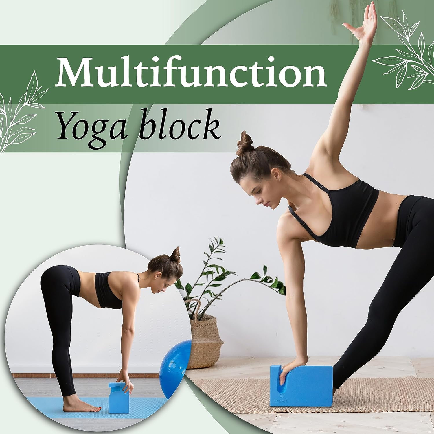 Yes4All Yoga Blocks 2 Pack Wrist Support, Comfort, and Grip Strength, Support for Balance Fitness and Exercise, EVA Foam Blocks Pilates Yoga Brick Yoga Accessories