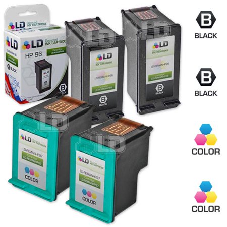 LD Remanufactured Replacement for 96 Black & 97 Color Cartridges (2 C8767WN Black  2 C9363WN Color) for DesignJet 5940  DeskJet 5740  6840  OfficeJet 7210  7310  7410  PhotoSmart 2605  8450