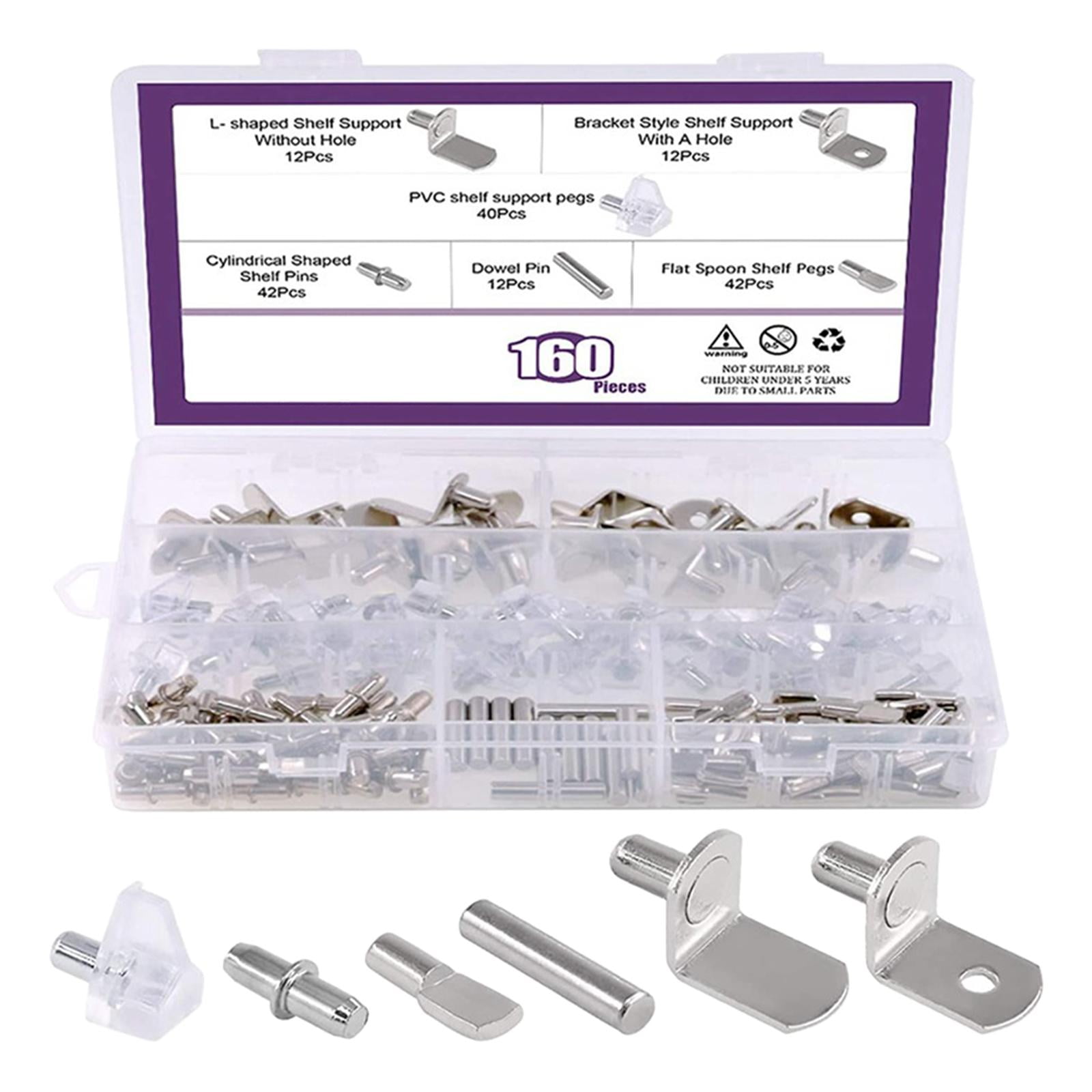 160Pcs Shelf Pins assortment set, Shelf Bracket Pegs Cabinet Furniture Shelf Pins Support for Shelf Holes on Cabinets