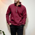 thumbnail image 3 of Kilaqueen Mens Quarter Zip Sweatshirt Long Sleeve Mock Turtleneck Casual Fleece Lined Warm Midweight Pullover Tops with Pocket, 3 of 8