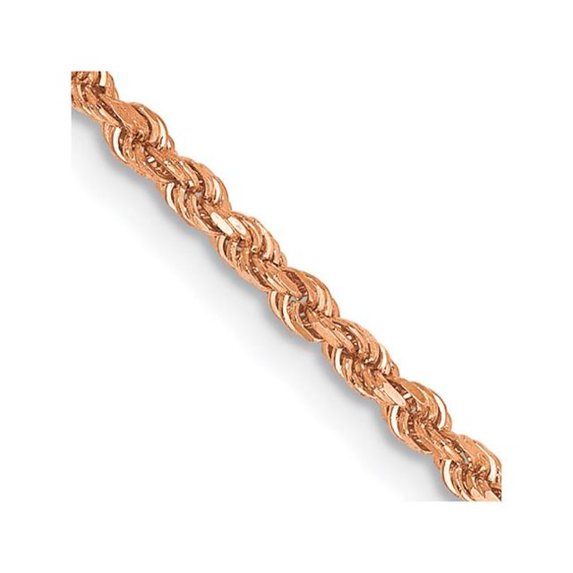 Quality Gold 014R-30 14K Rose Gold 1.75 mm Diamond-Cut Rope with Lobster 30 in. Clasp Chain
