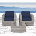thumbnail image 3 of Patio Set 3-Piece 2-Person Fully Assembled Outdoor Seating with All-Weather Wicker, Sunbrella Cushions | Navy Blue | Wicker, 3 of 9