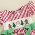 thumbnail image 5 of Spewahor Infant Baby Girls Christmas Plaid Romper 0 3 6 12 18 Months Tree Santa Embroidery Flying Sleeve Round Neck Jumpsuit, 5 of 8