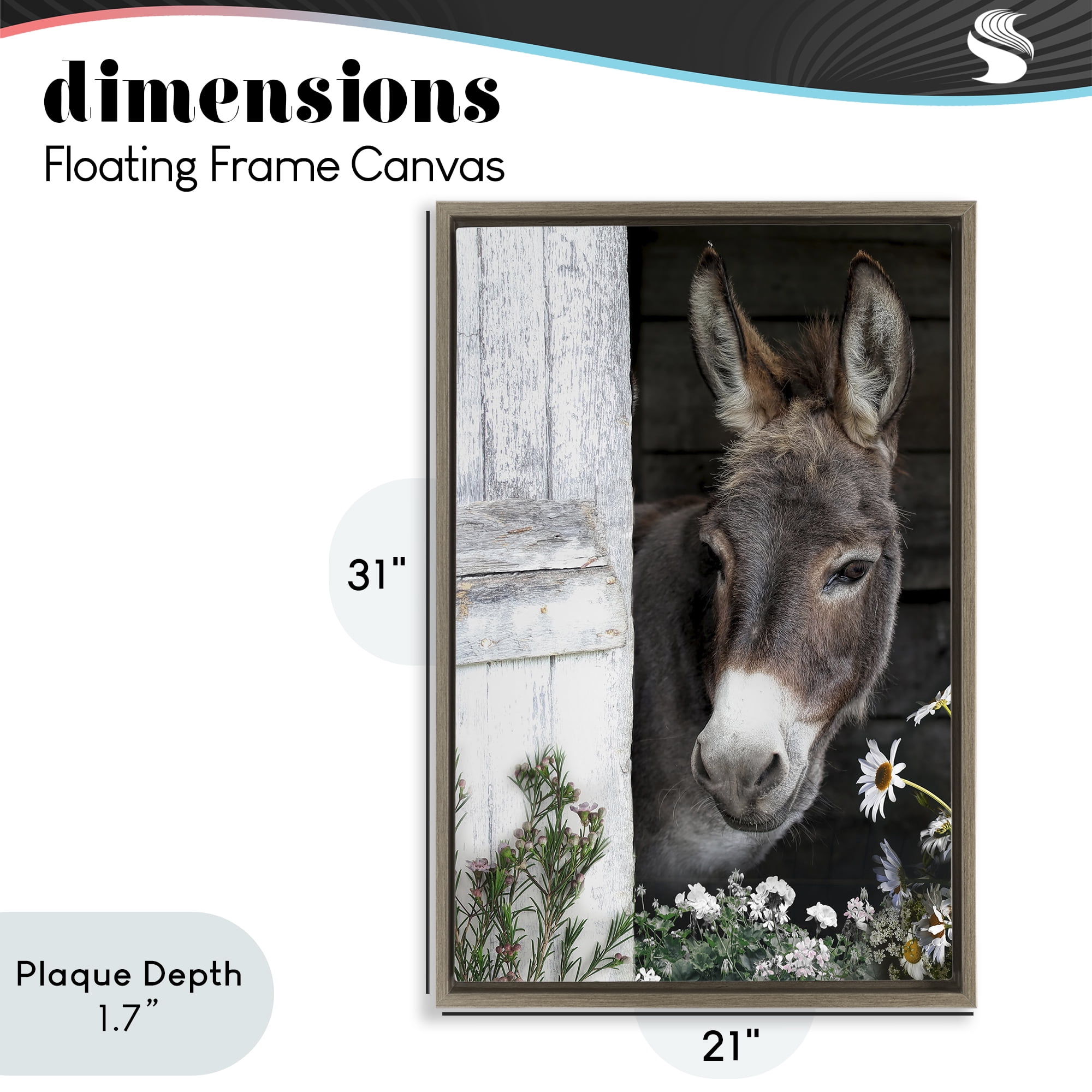 Stupell Industries Gentle Donkey Peering from Barn Brown Framed Floater Canvas Wall Art, design by CAD Designs