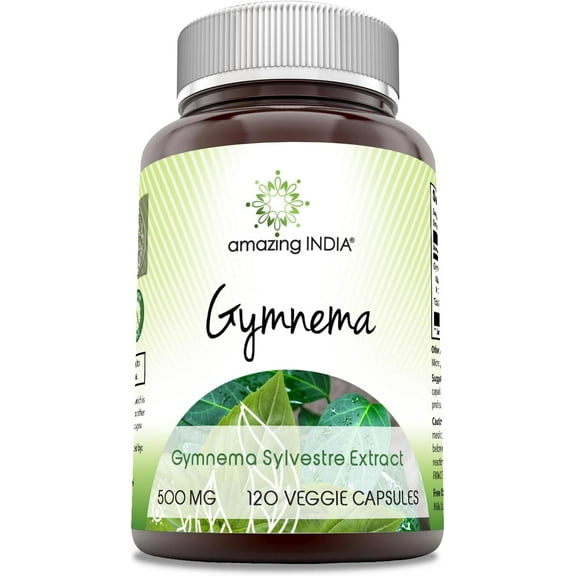 Amazing India Gymnema 500 Mg Per Serving 120 Veggie Capsules Supplement | Non-GMO | Gluten Free | Made in USA