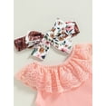 thumbnail image 5 of Bagilaanoe 3pcs Newborn Baby Girl Long Pants Set Lace Patchwork Sleeveless Romper Tops + Flower Print Flare Trousers + Headband 6M 12M 18M 24M Infant Casual Outfits, 5 of 9