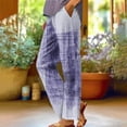 thumbnail image 2 of QATAINLAV Linen Pants Women Vintage Lounge Straight Leg Pants Fashion Print Lounge Trousers Plus Size Slacks with Pockets Purple XXXL, 2 of 6