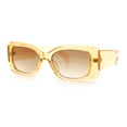 thumbnail image 4 of Womens Mod Minimalist Narrow Rectangle Thick Plastic Fashion Sunglasses Yellow Brown, 4 of 8