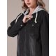 thumbnail image 5 of CHAQUETA DE DENIM PARA MUJERES INSPIRE CHIC CON CAPUCHA, DESECHADA, DE MANGA LARGA, CON BOTONES Y CAPUCHA DESMONTABLE, TALLA XL, NEGRO, 5 of 6
