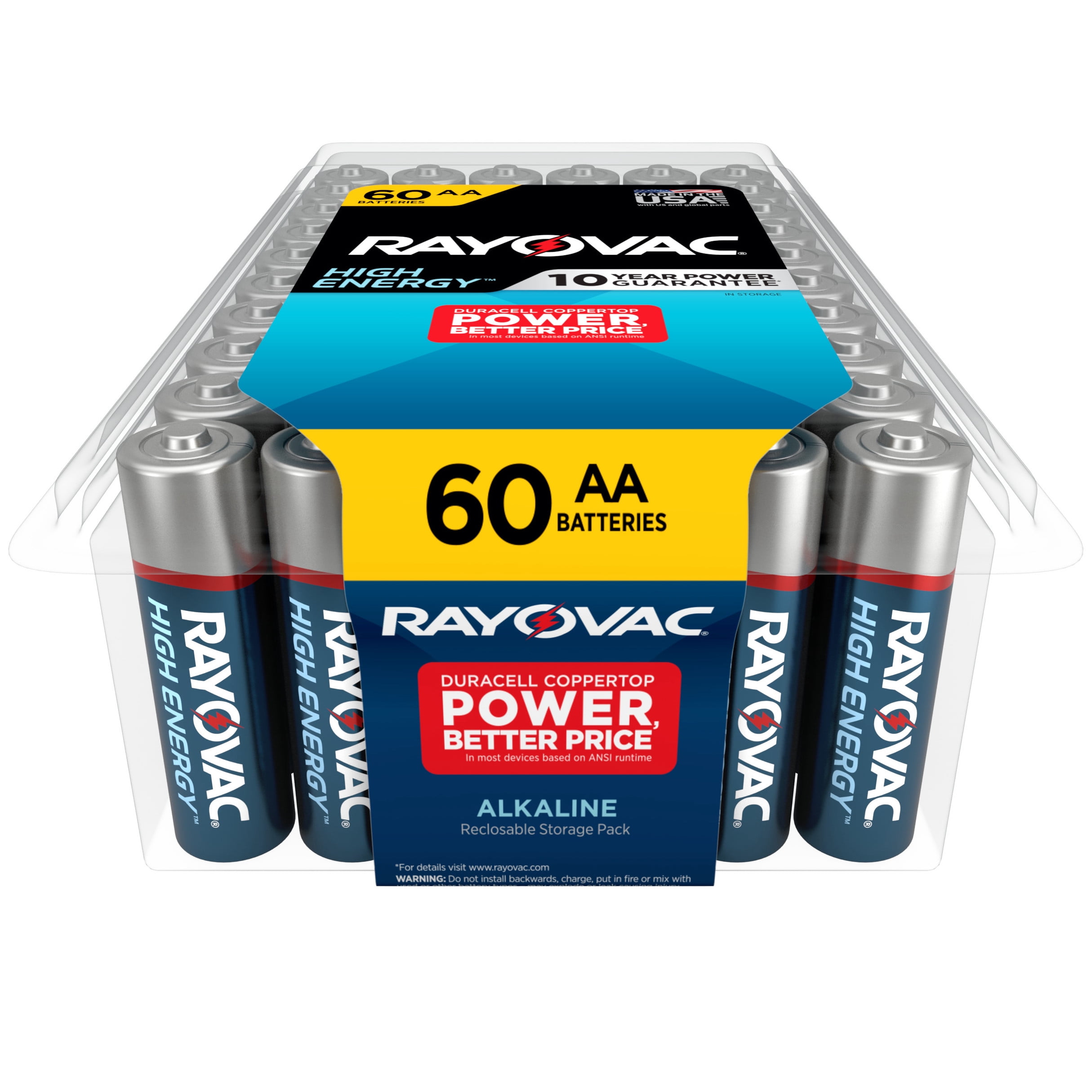 Rayovac High Energy AA Batteries (60 Pack), Double A Batteries