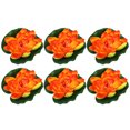 thumbnail image 1 of 6uds Artificial Flotante Loto Flor, Artificial Loto Flor para Jardín Estanques Piscina Decoración, Naranja, 7, 1 of 1
