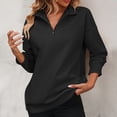 thumbnail image 5 of XFLWAM Women Half Zip Oversized Sweatshirt Lightweight Long Sleeve Trendy Fleece Pullover Workout Warm Tops With Pocket Black L, 5 of 5