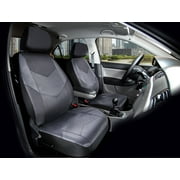 Auto Drive 2 Piece Car Seat Covers Low Back Rival Carbon Fiber Leather Black, Universal Fit, 2002SC10