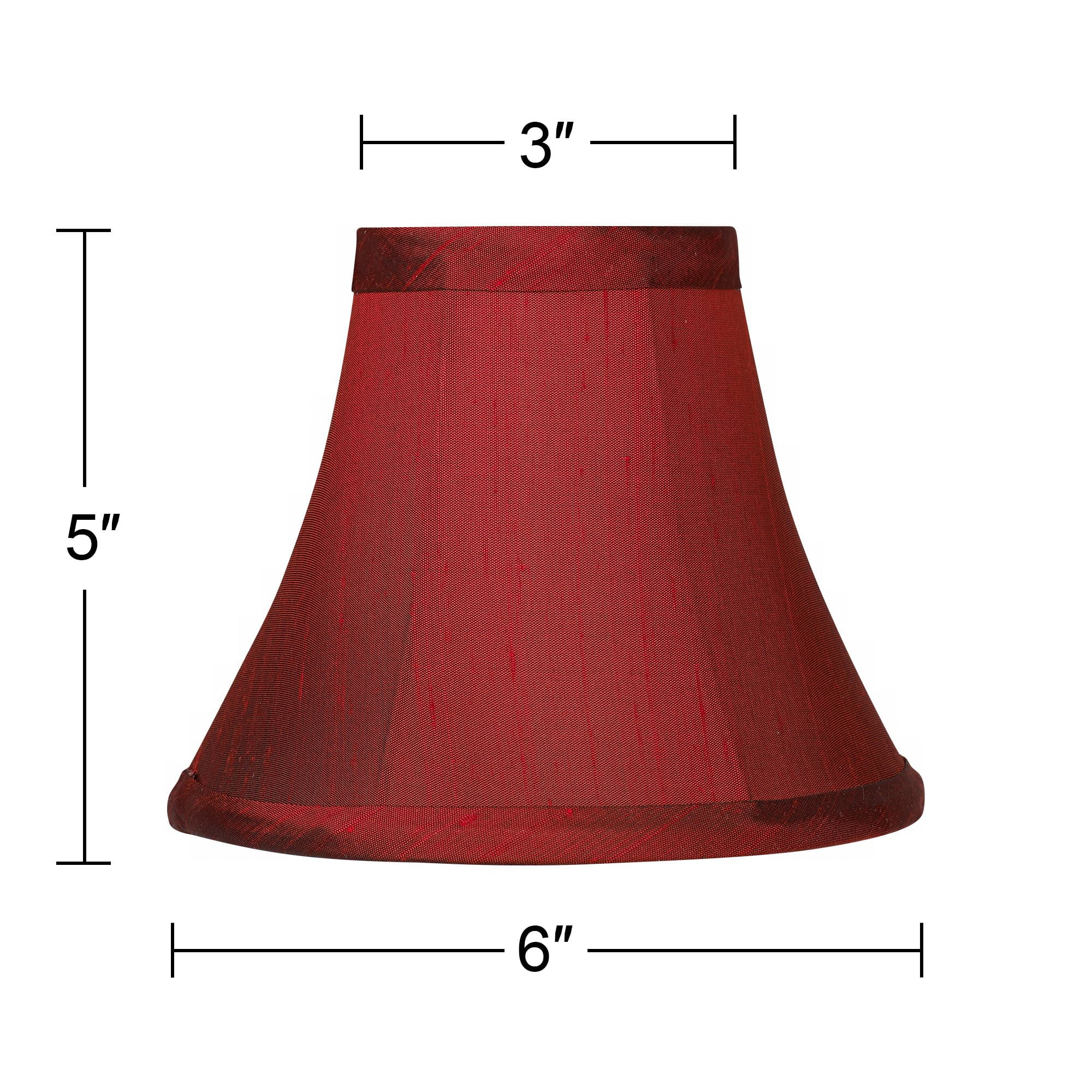 Springcrest Set of 6 Bell Lamp Shades Deep Red Faux Silk Small 3" Top x 6" Bottom x 5" High Candelabra Clip-On Fitting