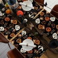 thumbnail image 3 of 4pcs Halloween Pumpkin & Leaf Placemats - 12x18 inch, Black with Orange Jack-O'-Lanterns & Fall Foliage Design, Durable Linen, Perfect for Festive Dining Decor, Halloween Decorations, 3 of 5